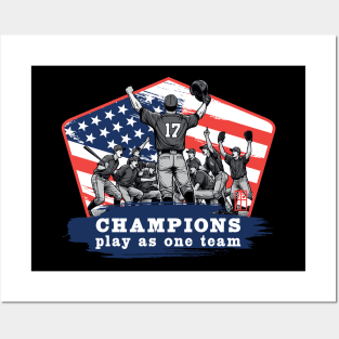 USA - American BASEBALL - Champions play as one team - color Posters and Art